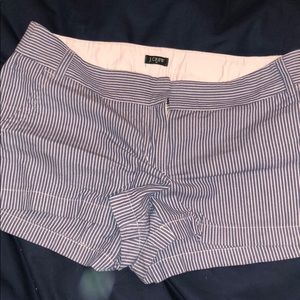 J Crew Factory blue and white striped shorts